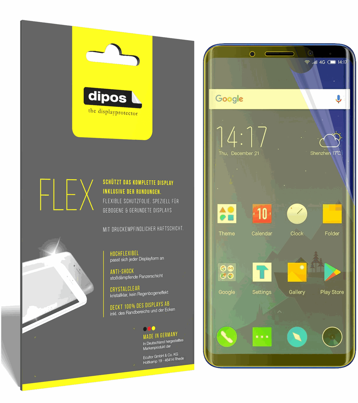 3x 3D Full Cover Schutzfolie für Elephone U