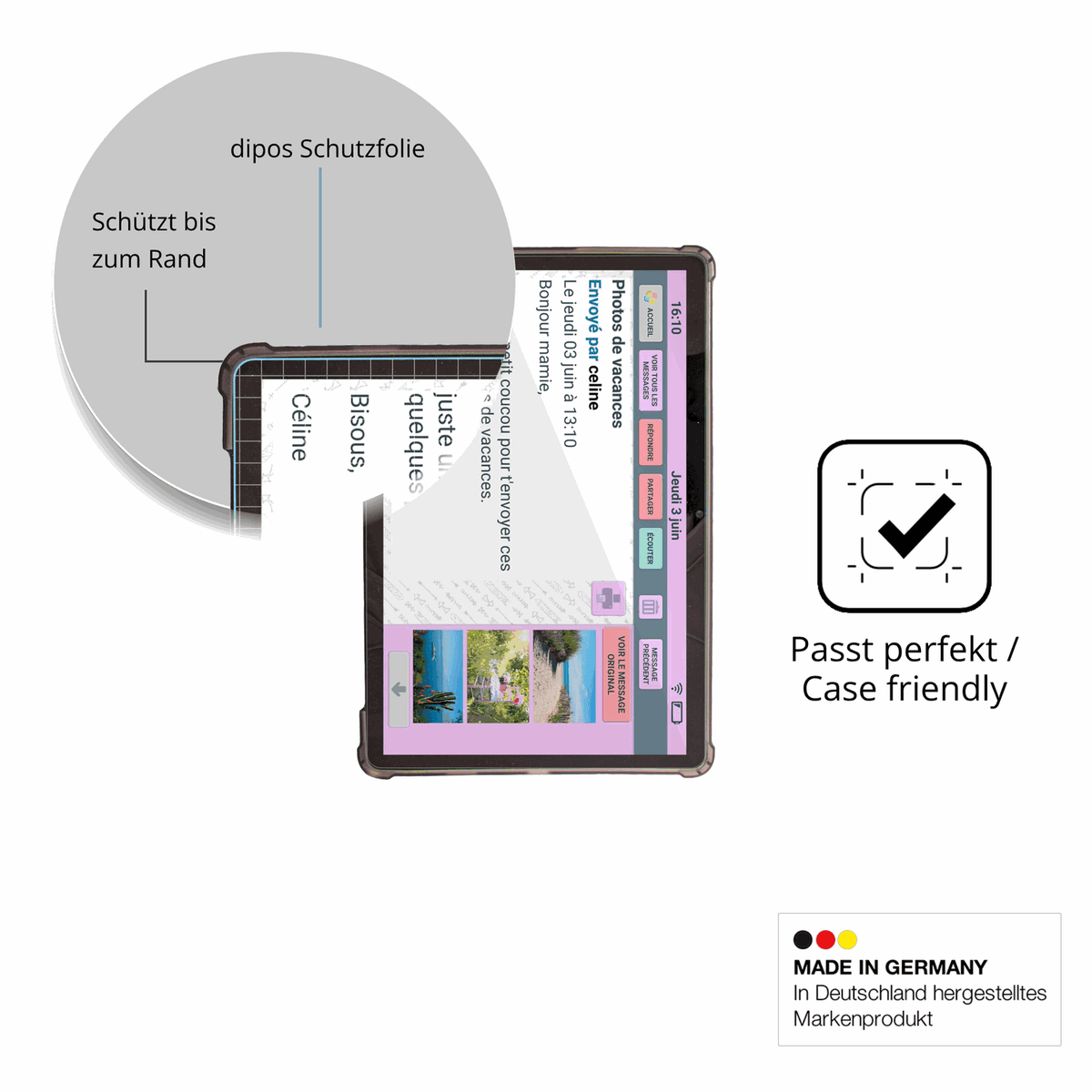 Besonders flexibler Displayschutz mit Anti-Shock-Schicht im Materialmix