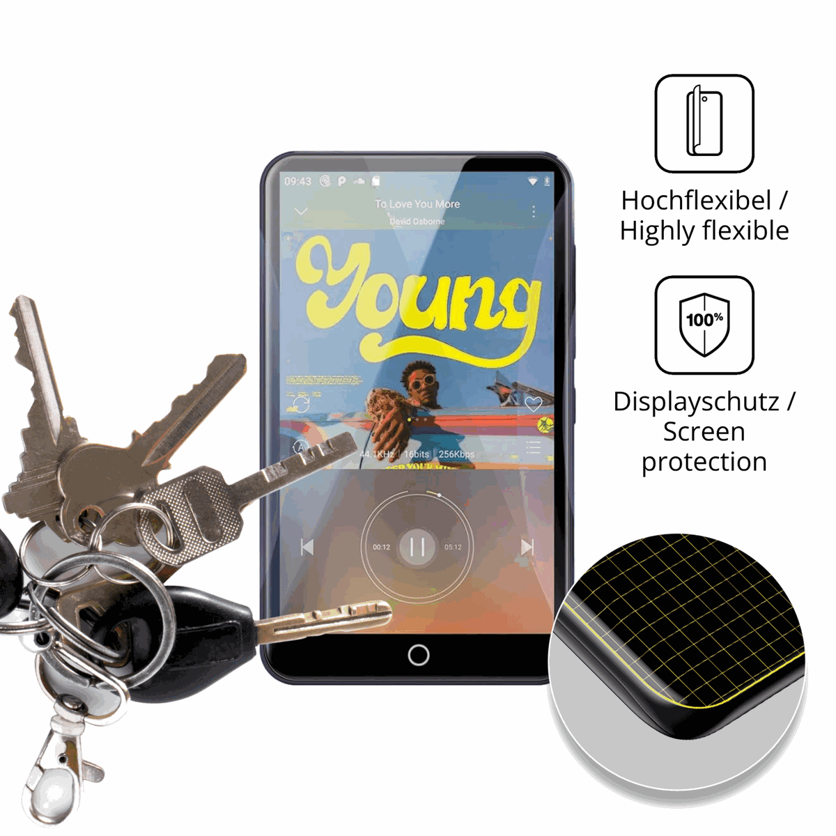 dipos Displayschutz für Fanvace EU-M31 MP3-Player, transparente Oberfläche, geringe Dicke und perfekte Passform