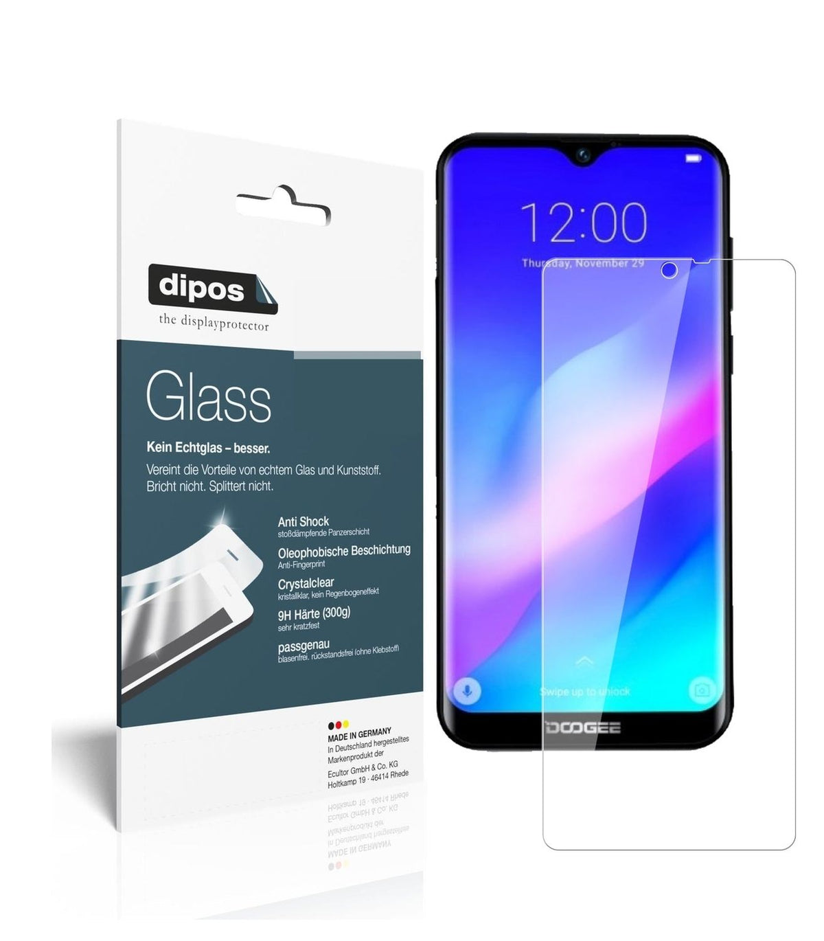 1x 9H Schutzfolie für Doogee Y8 Plus (2019) Panzerfolie