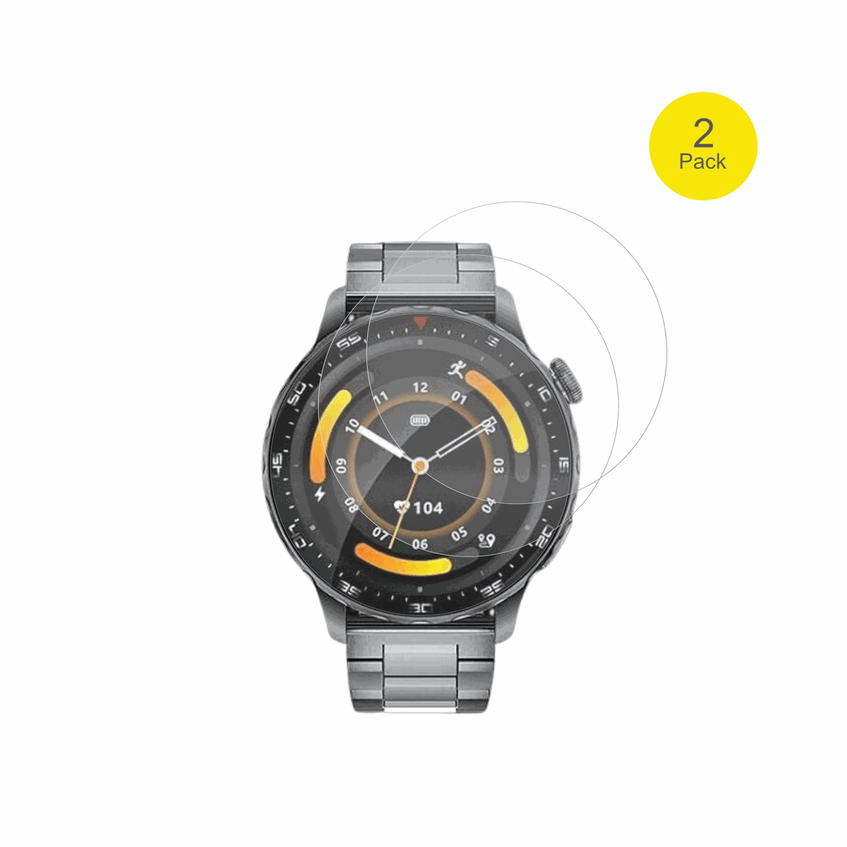 FITFLEX1.43 Zoll Smartwatch mit aufgebrachter dipos Flex Schutzfolie, glasklare Darstellung ohne Einschränkungen
