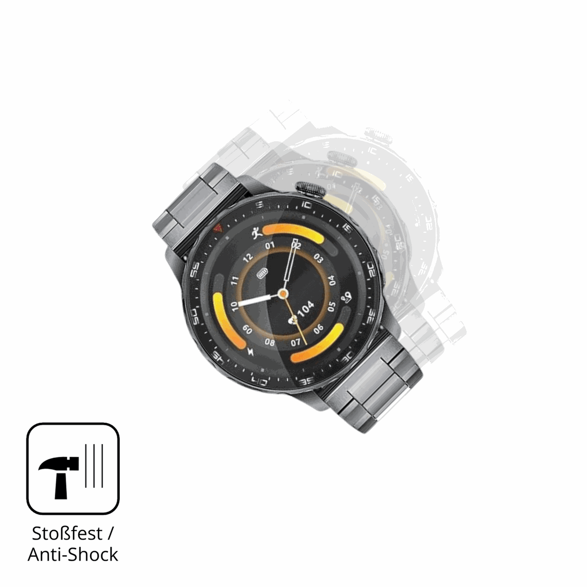 Schutz gegen Kratzer auf dem FITFLEX 1.43 Zoll Smartwatch Glas durch Schlüssel, Stöße gegen die Tischkante oder Stürze