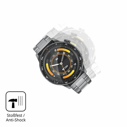 Schutz gegen Kratzer auf dem FITFLEX 1.43 Zoll Smartwatch Glas durch Schlüssel, Stöße gegen die Tischkante oder Stürze