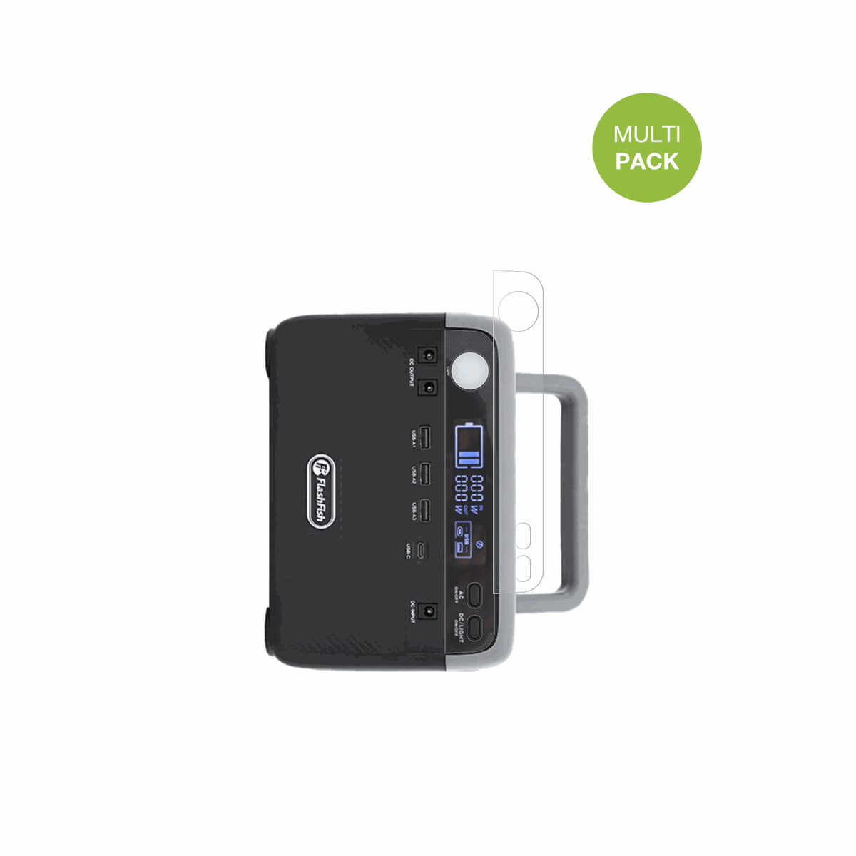 FlashfishBP030B mit aufgebrachter dipos Displayschutzfolie, die lästige Fingerabdrücke minimiert