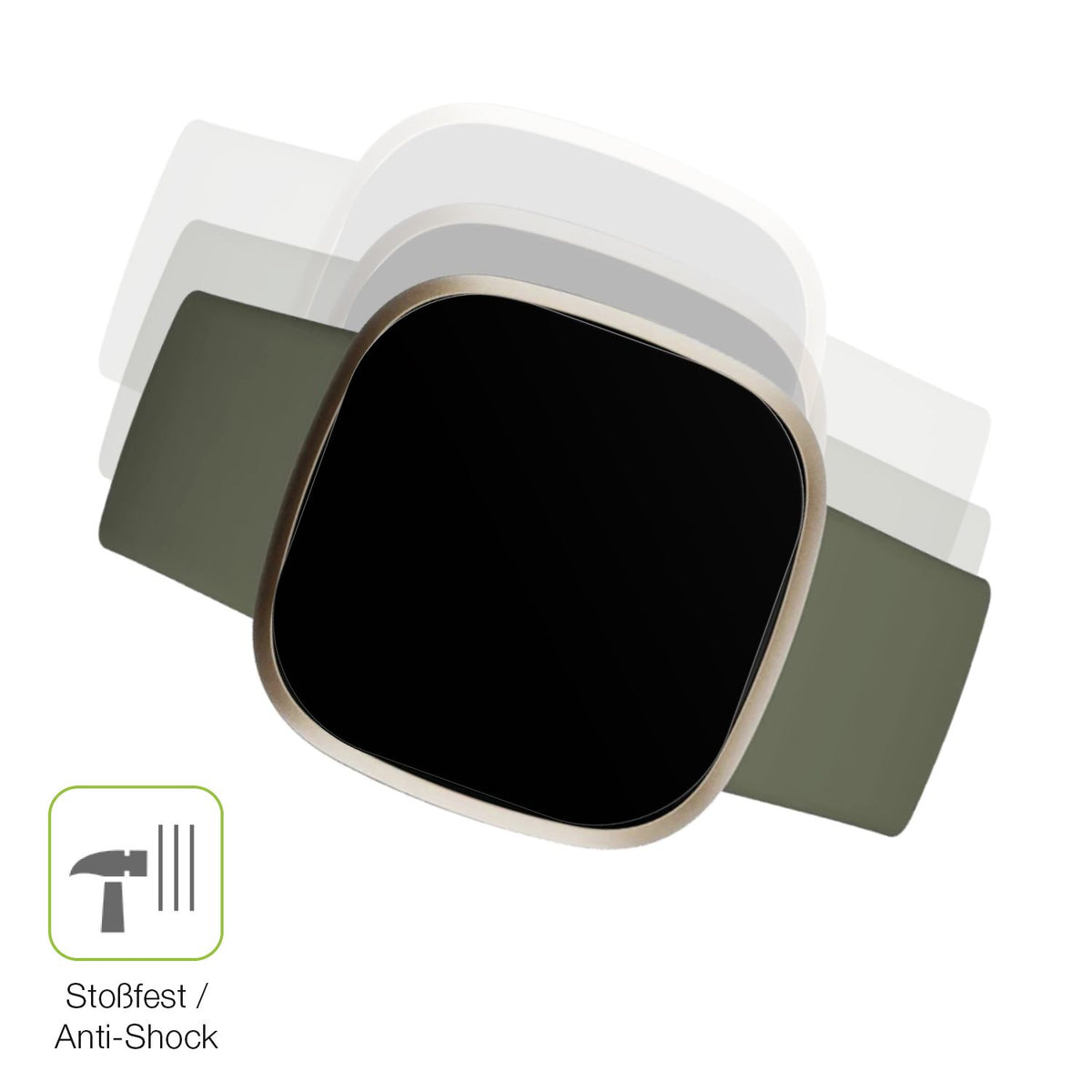 Schutz gegen Kratzer auf dem Fitbit Versa 3 Glas durch Schlüssel, Stöße gegen die Tischkante oder Stürze