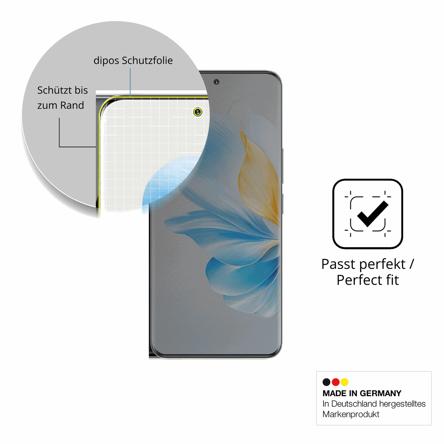 Schutz gegen Kratzer auf dem Honor 100 Glas durch Schlüssel, Stöße gegen die Tischkante oder Stürze