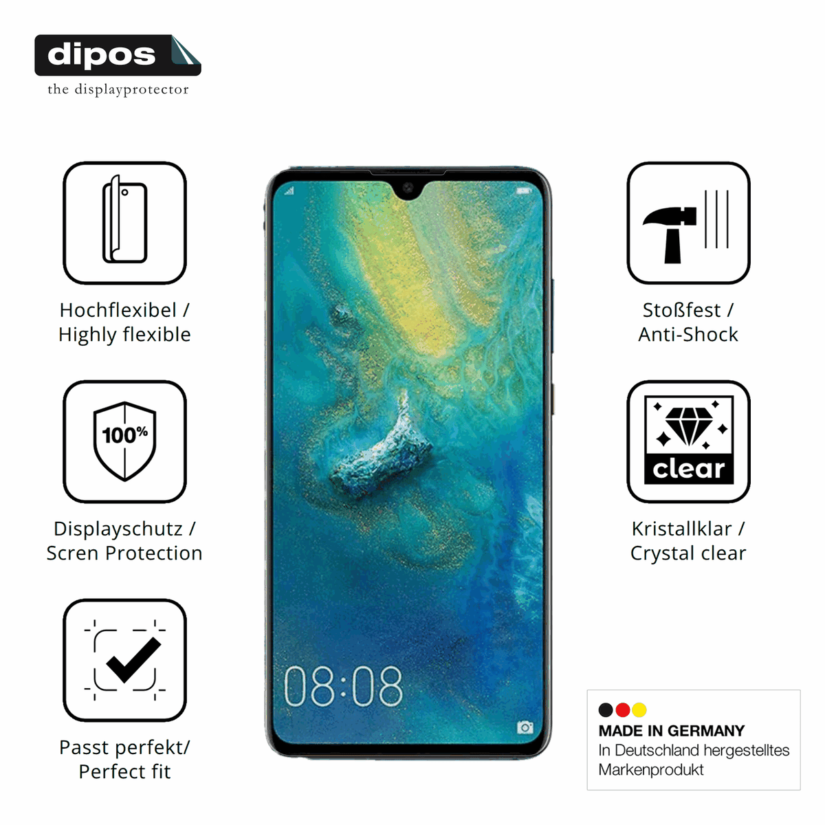 Displayschutz hergestellt in Deutschland, höchste Qualität made in Germany