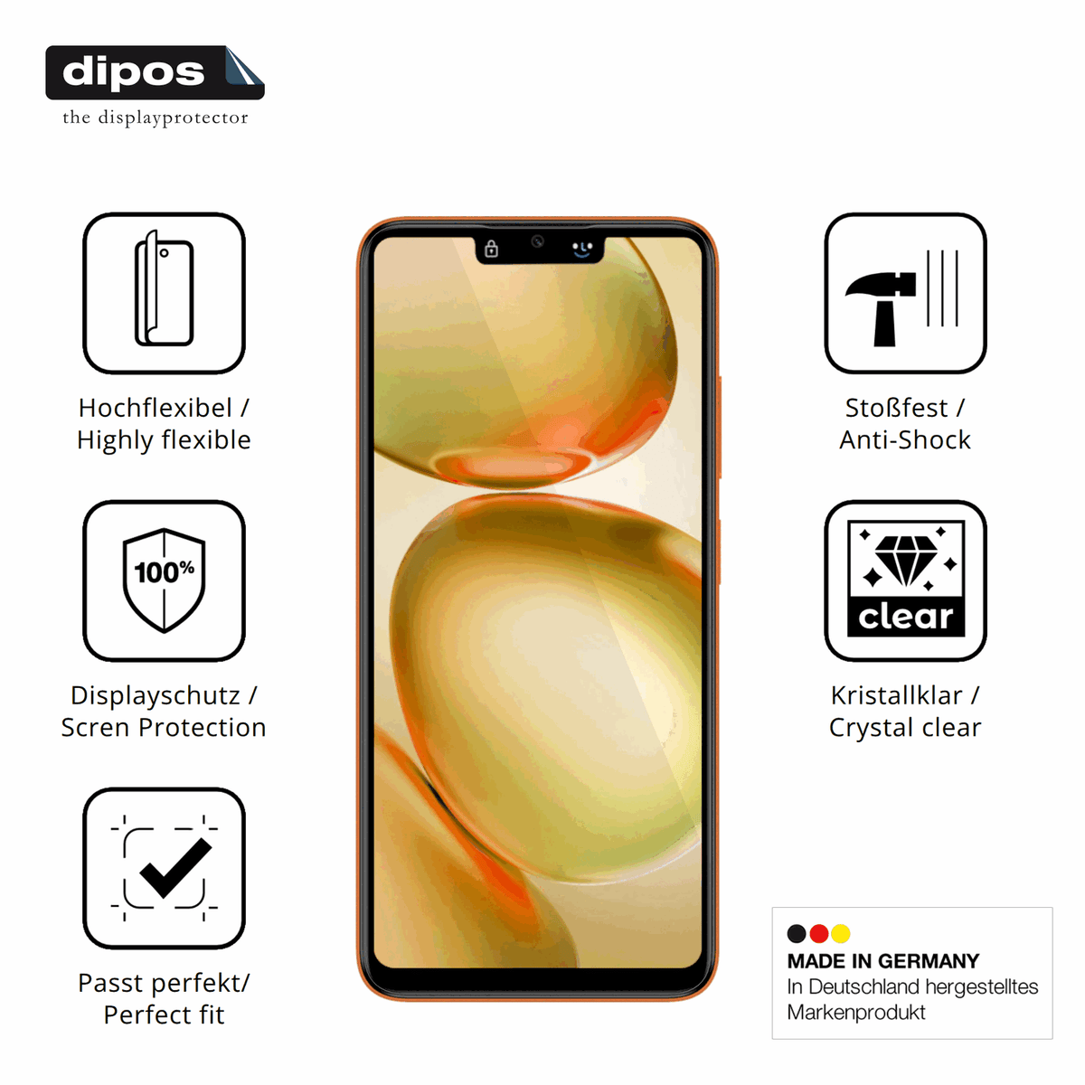 Displayschutz hergestellt in Deutschland, höchste Qualität made in Germany