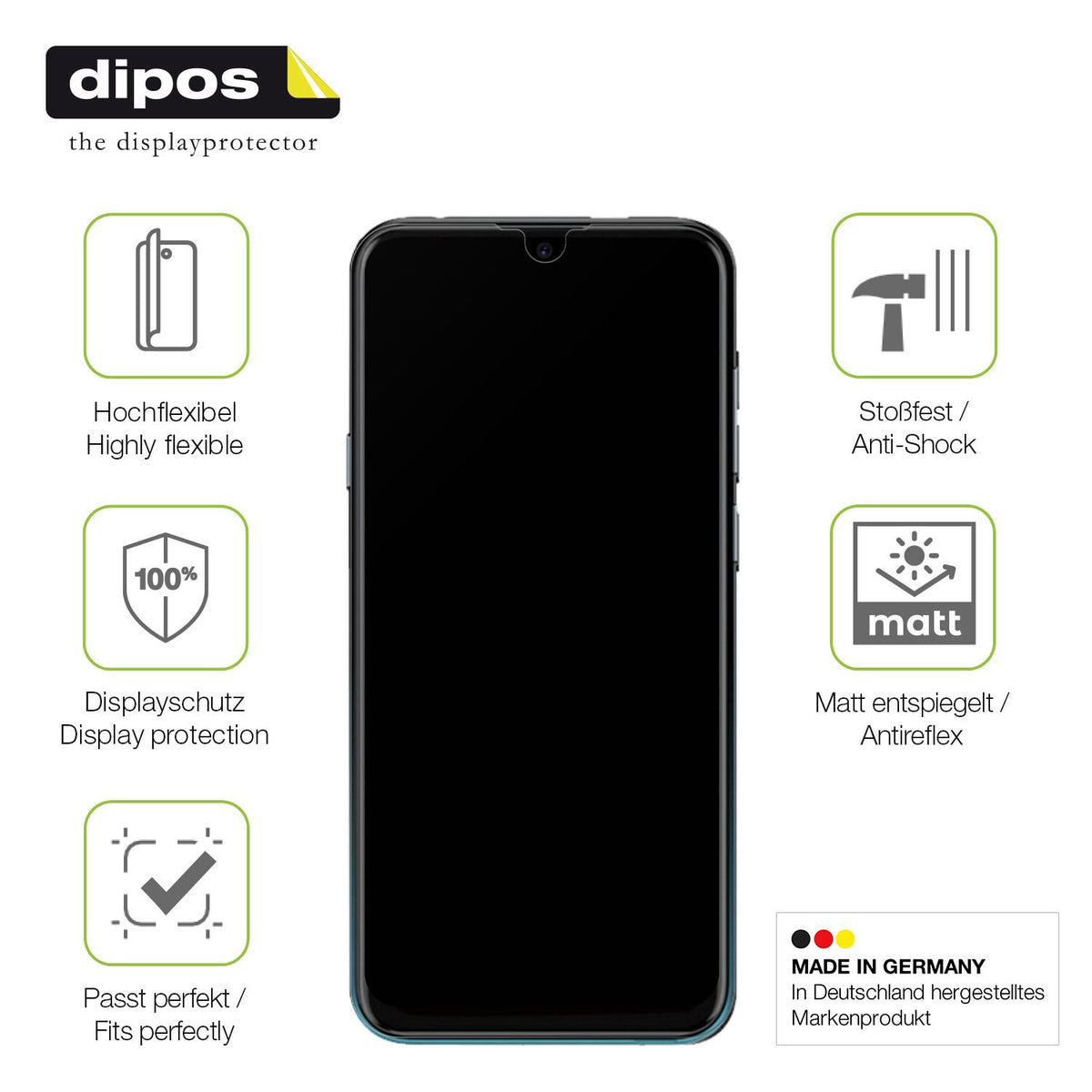 Displayschutz hergestellt in Deutschland, höchste Qualität made in Germany