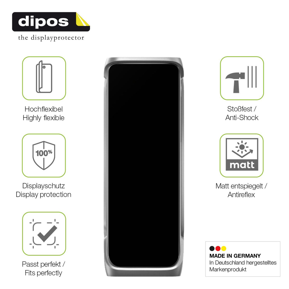 Displayschutz hergestellt in Deutschland, höchste Qualität made in Germany