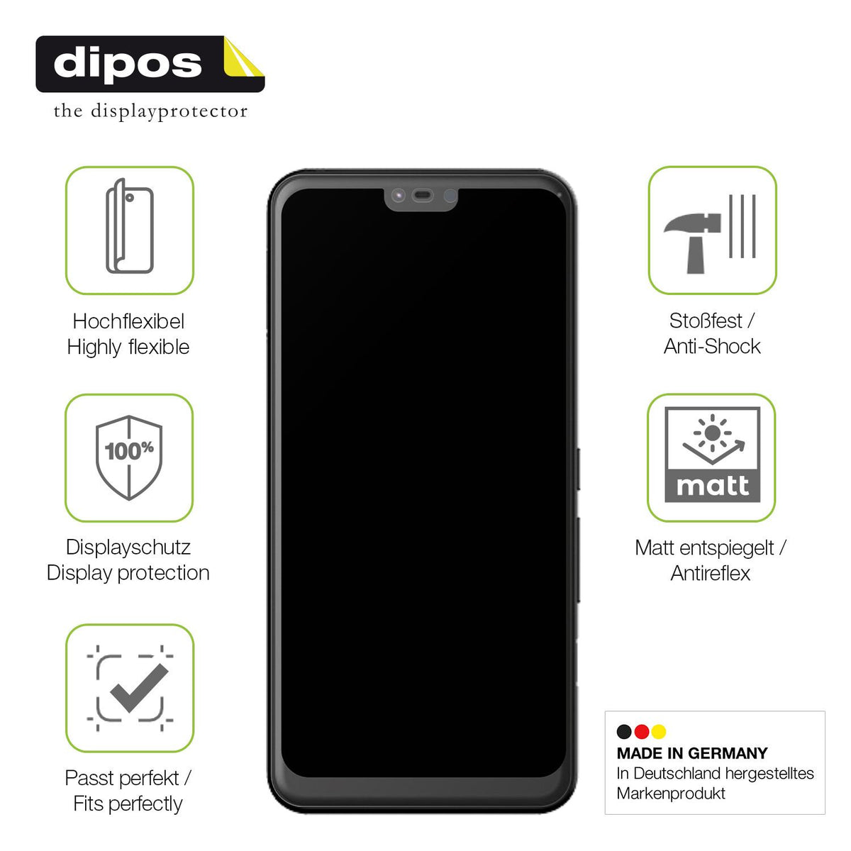 Displayschutz hergestellt in Deutschland, höchste Qualität made in Germany