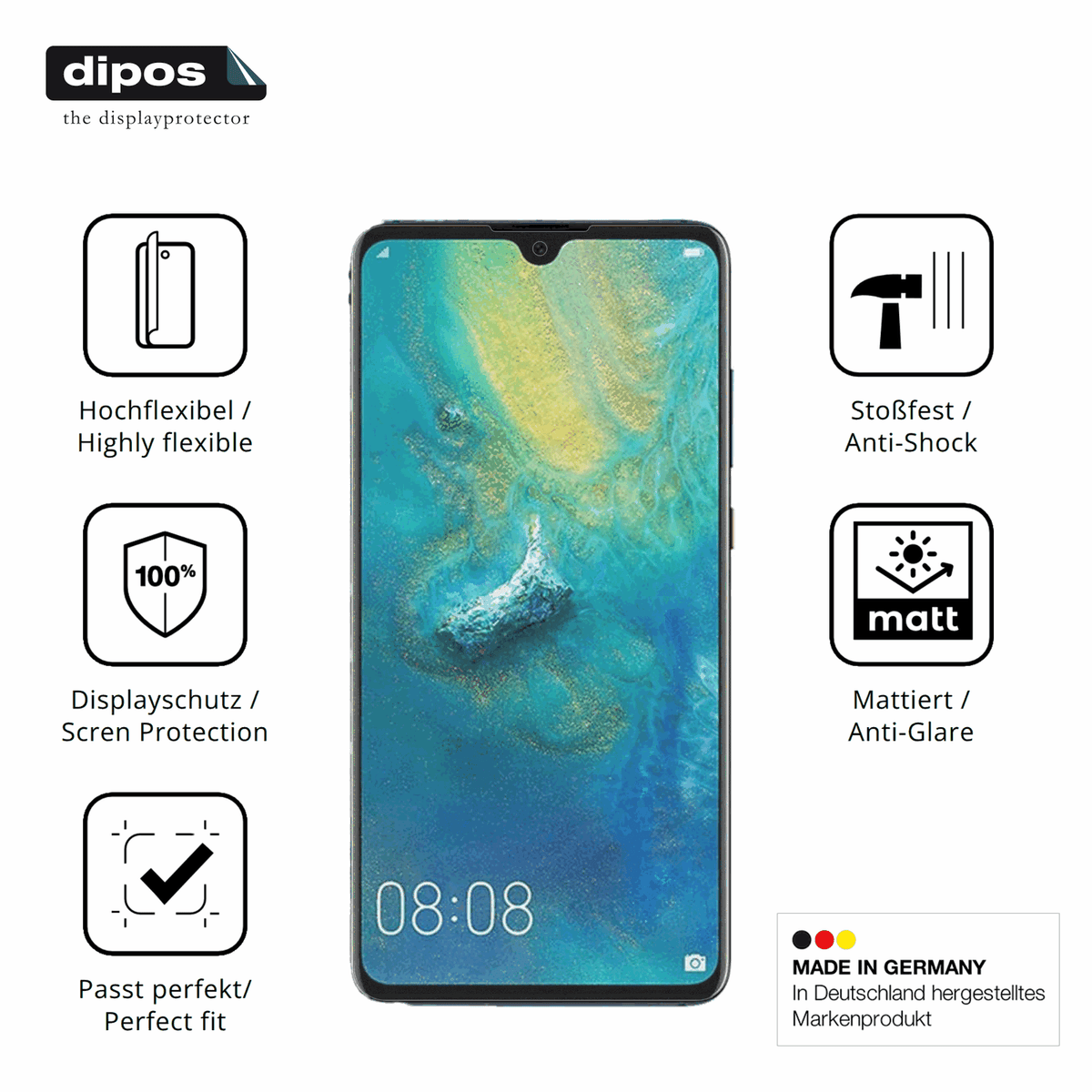 Displayschutz hergestellt in Deutschland, höchste Qualität made in Germany