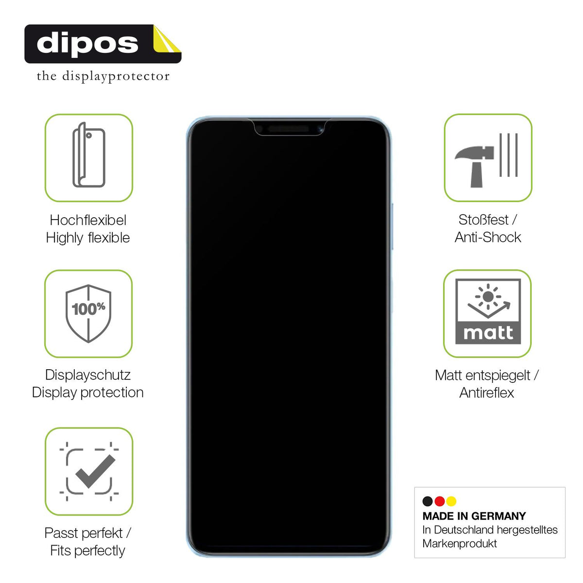 Displayschutz hergestellt in Deutschland, höchste Qualität made in Germany