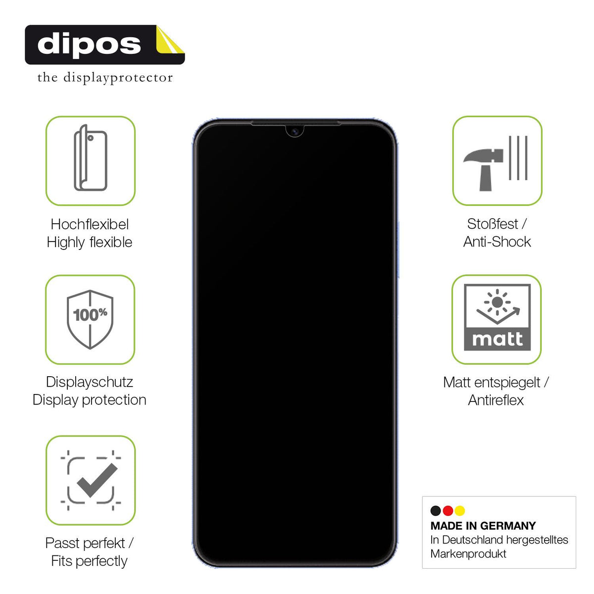 Displayschutz hergestellt in Deutschland, höchste Qualität made in Germany