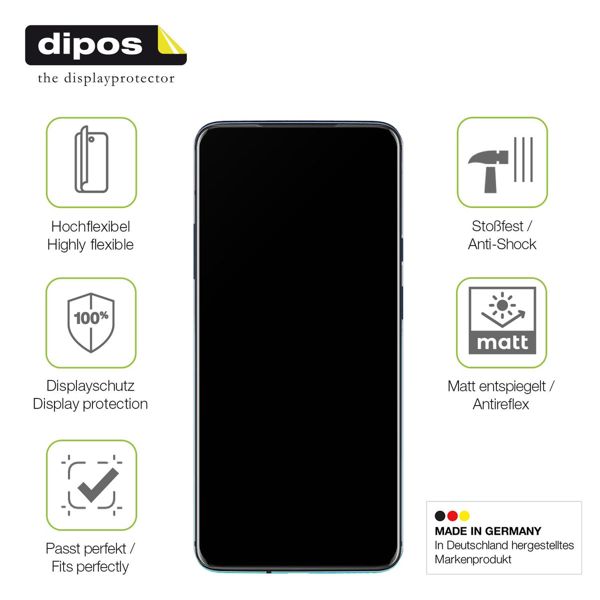 Displayschutz hergestellt in Deutschland, höchste Qualität made in Germany