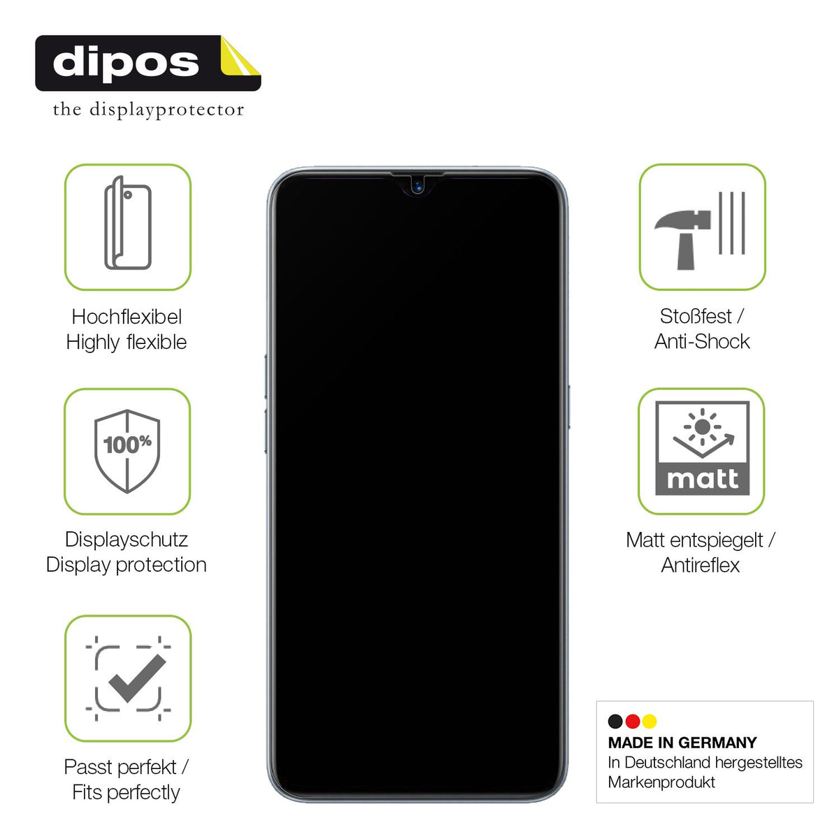 Displayschutz hergestellt in Deutschland, höchste Qualität made in Germany