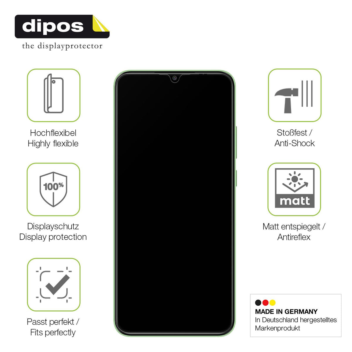 Displayschutz hergestellt in Deutschland, höchste Qualität made in Germany