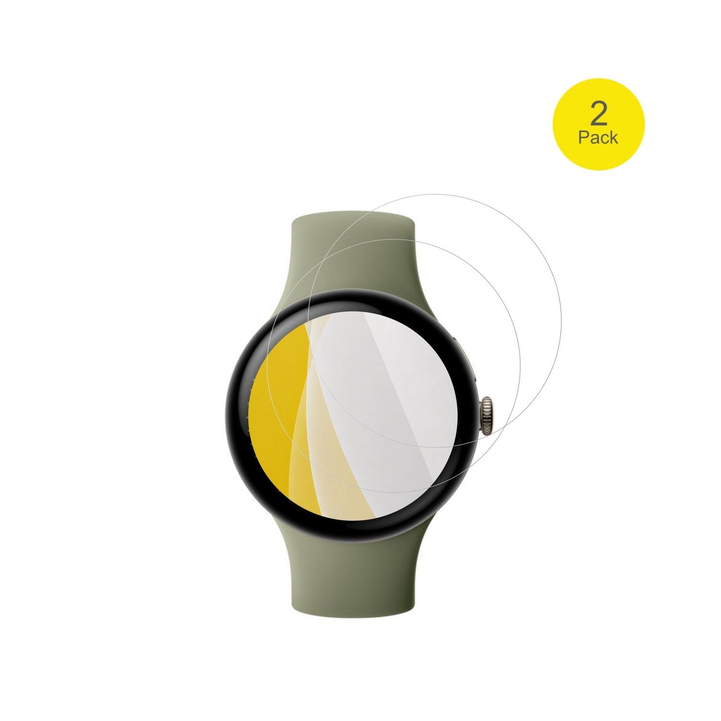 GooglePixel Watch 5 45mm mit aufgebrachter dipos Displayschutzfolie, glasklare Darstellung ohne Einschränkungen