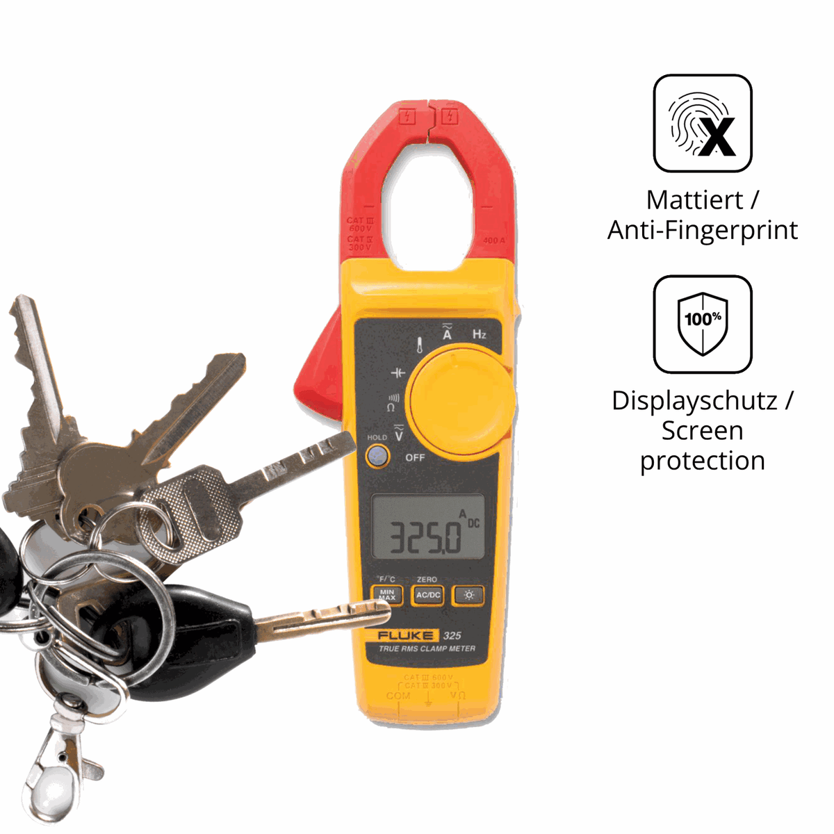 dipos Displayschutz für Fluke 325, mattierte Oberfläche, Blickschutzfilter und perfekter Passform