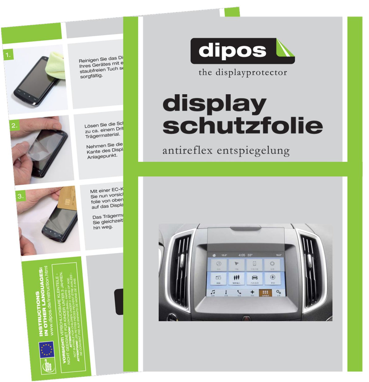 Matte Displayschutzfolie von dipos passend für Ford Ranger Wildtrak Navigation Sync3, präziser Zuschnitt und blasenfrei montiert