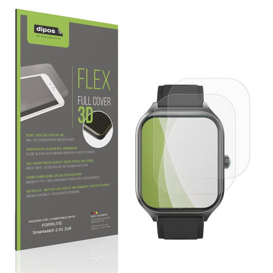 Matte Displayschutzfolie von dipos passend für FORRLITE Smartwatch 2.01 Zoll, 100% Displayabdeckung und blasenfreie Montage