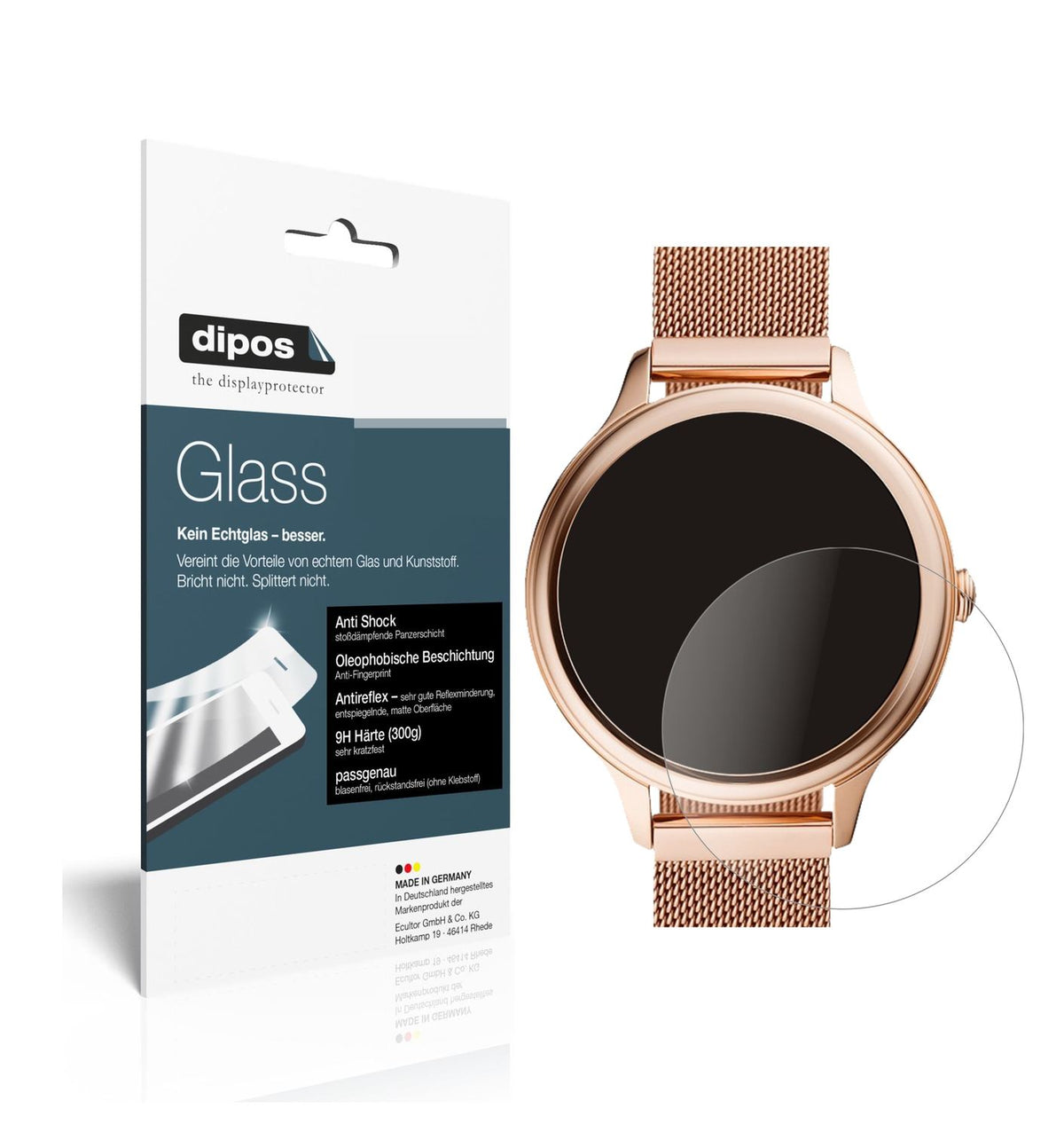 Matte Displayschutzfolie von dipos passend für Fossil Gen 5E (44mm), 9H kratzfest und blasenfrei montiert