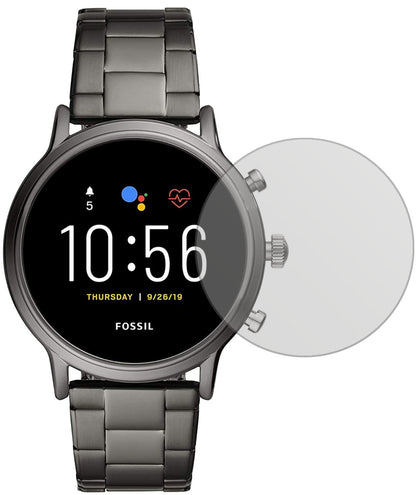 FossilGen 5 Smartwatch mit aufgebrachter dipos Displayschutzfolie, die lästige Fingerabdrücke minimiert