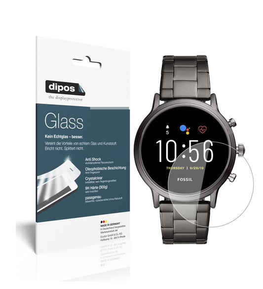 Klare Displayschutzfolie von dipos passend für Fossil Gen 5 Smartwatch, 9H kratzfest und blasenfrei montiert