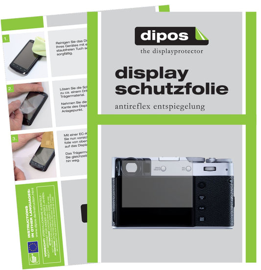 Matte Displayschutzfolie von dipos passend für Fujifilm X100V, präziser Zuschnitt und blasenfrei montiert