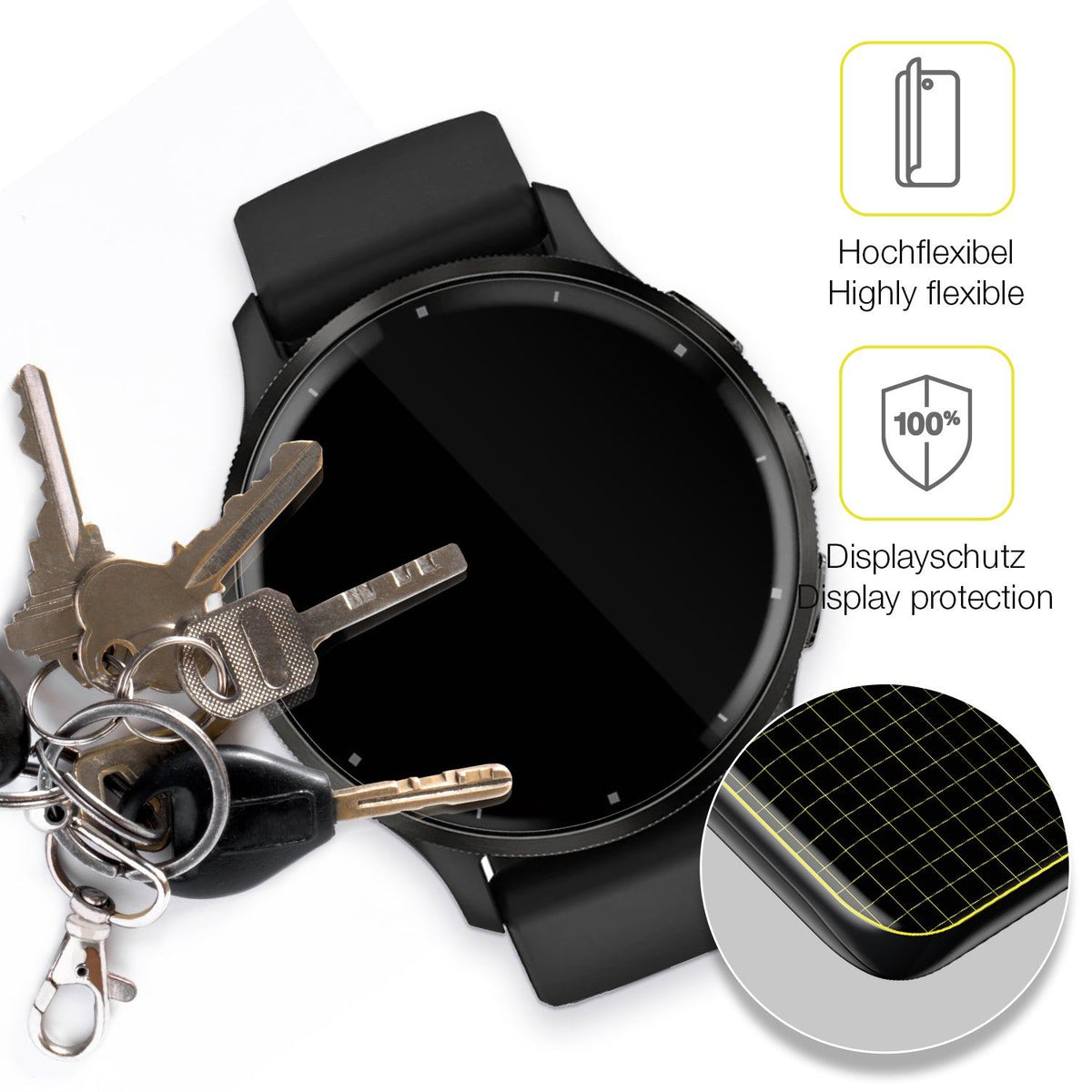 dipos Displayschutz für Garmin Venu 3, transparente Oberfläche, geringe Dicke und perfekte Passform