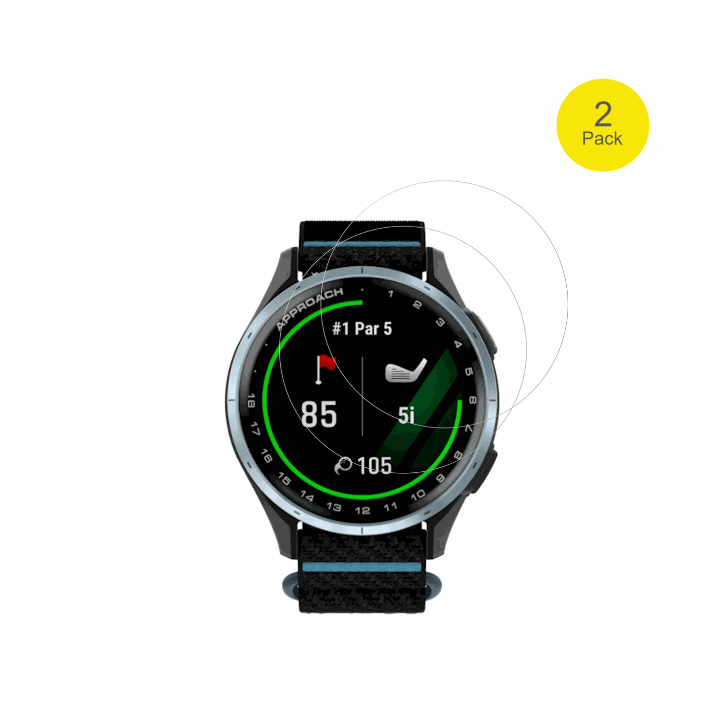GarminApproach J1 mit aufgebrachter dipos Displayschutzfolie, glasklare Darstellung ohne Einschränkungen