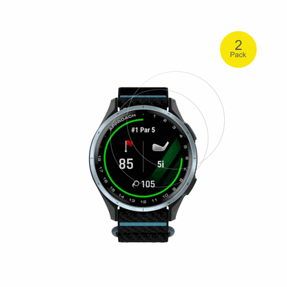 GarminApproach J1 mit aufgebrachter dipos Displayschutzfolie, glasklare Darstellung ohne Einschränkungen