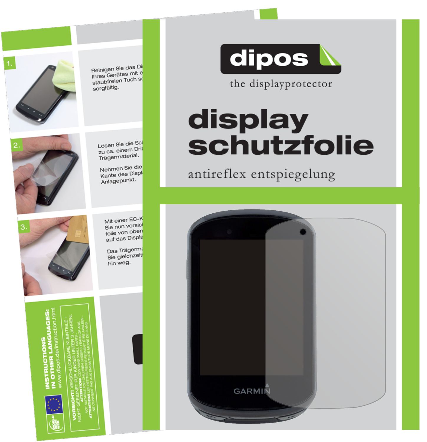 Matte Displayschutzfolie von dipos passend für Garmin Edge 830, präziser Zuschnitt und blasenfrei montiert