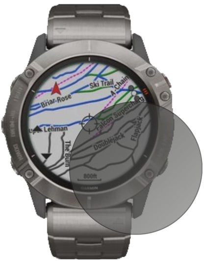 Garminfenix 6X Solar mit aufgebrachtem dipos Displayschutz, der seitliche Einblicke blockiert
