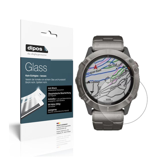 Matte Displayschutzfolie von dipos passend für Garmin fenix 6X Pro, 9H kratzfest und blasenfrei montiert