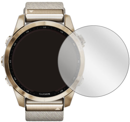 GarminFenix 7S (42 mm) mit aufgebrachter dipos Displayschutzfolie, glasklare Darstellung ohne Einschränkungen