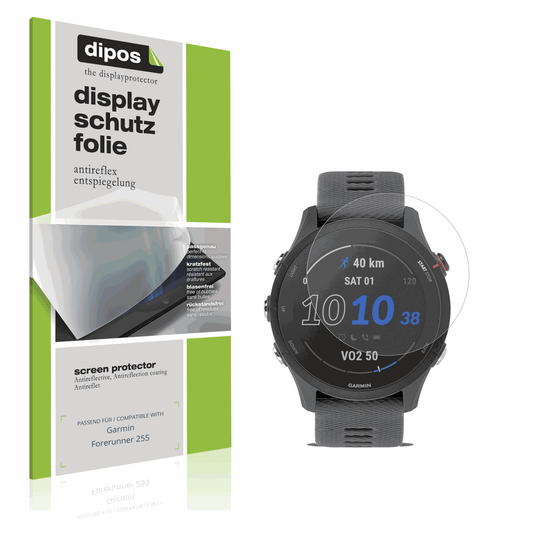 Matte Displayschutzfolie von dipos passend für Garmin Forerunner 255, präziser Zuschnitt und blasenfrei montiert