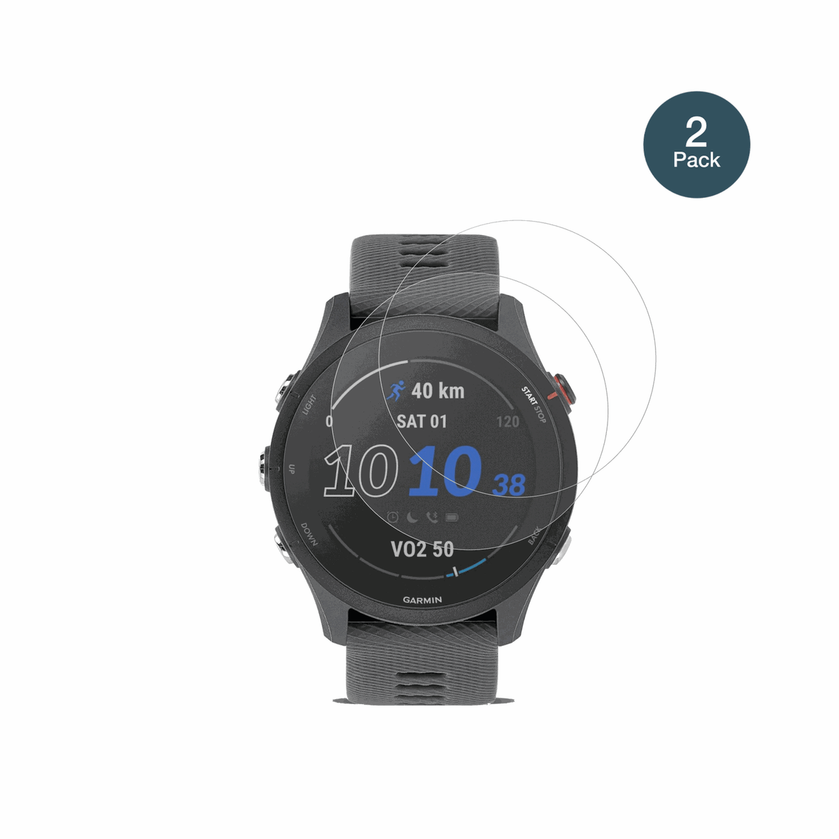 GarminForerunner 255 mit aufgebrachter dipos Panzerfolie, die lästige Fingerabdrücke minimiert