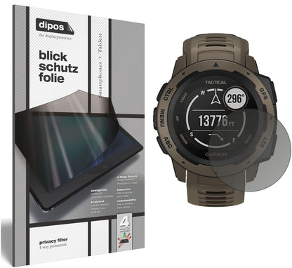 Blickschutzfolie von dipos passend für Garmin Instinct Tactical Edition, präziser Zuschnitt und blasenfrei montiert