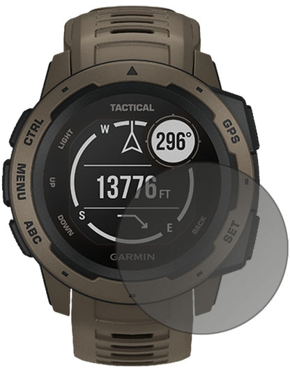 GarminInstinct Tactical Edition mit aufgebrachtem dipos Displayschutz, der seitliche Einblicke blockiert