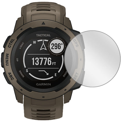 GarminInstinct Tactical Edition mit aufgebrachter dipos Displayschutzfolie, glasklare Darstellung ohne Einschränkungen