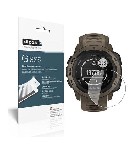 Klare Displayschutzfolie von dipos passend für Garmin Instinct Tactical Edition, 9H kratzfest und blasenfrei montiert