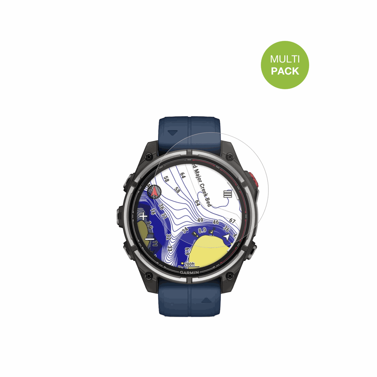 Garminquatix 8 Pro 47mm mit aufgebrachter dipos Displayschutzfolie, die lästige Fingerabdrücke minimiert