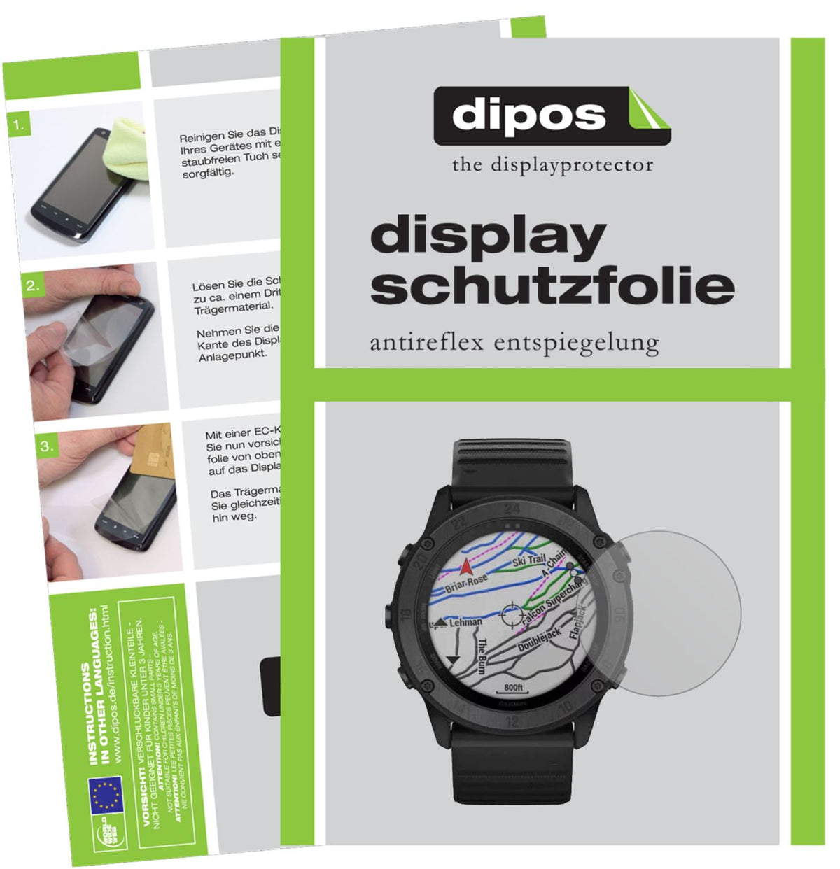 Matte Displayschutzfolie von dipos passend für Garmin tactix Delta, präziser Zuschnitt und blasenfrei montiert