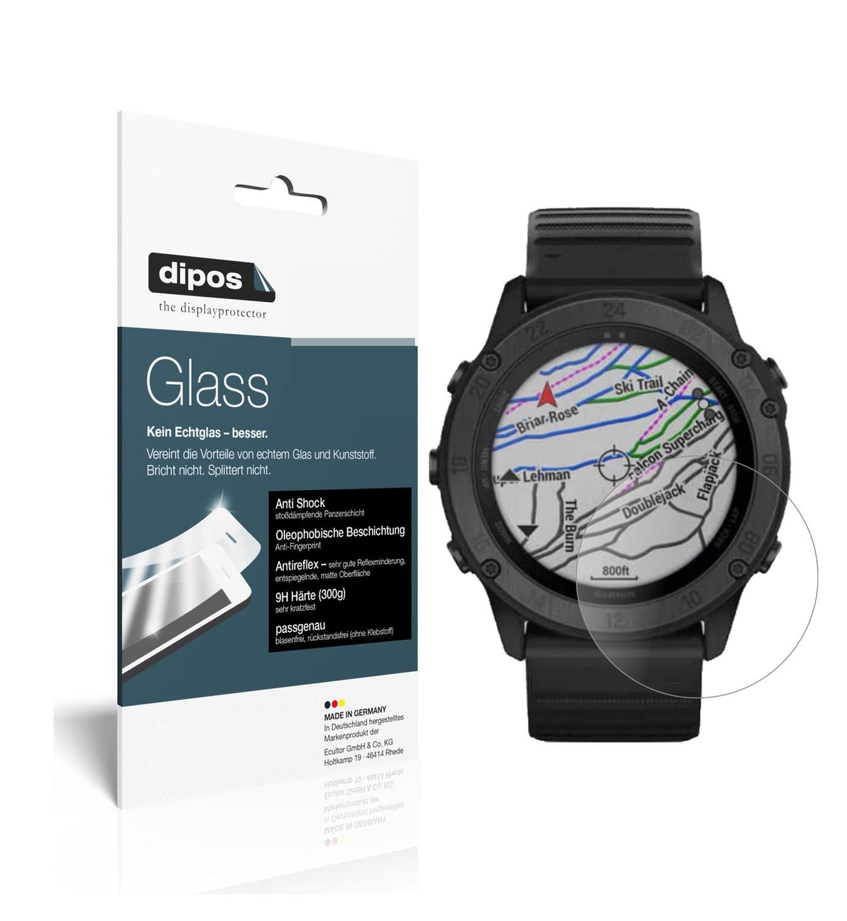 Matte Displayschutzfolie von dipos passend für Garmin tactix Delta, 9H kratzfest und blasenfrei montiert