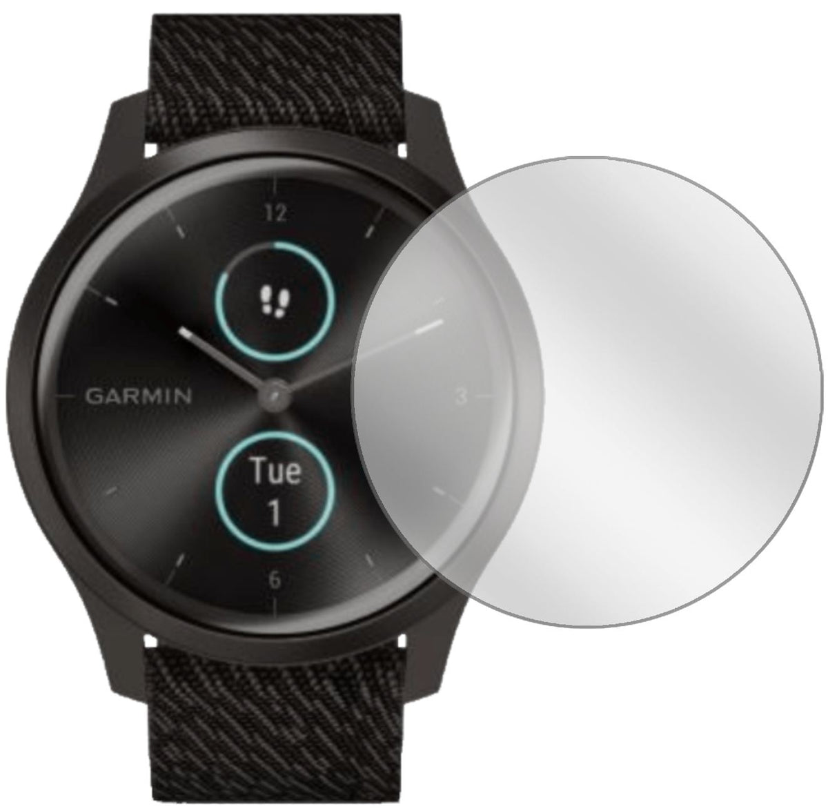 GarminVivomove Style mit aufgebrachter dipos Displayschutzfolie, glasklare Darstellung ohne Einschränkungen