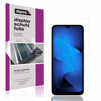 Klare Displayschutzfolie von dipos passend für General Mobile Era 30 Pro, präziser Zuschnitt und blasenfrei montiert