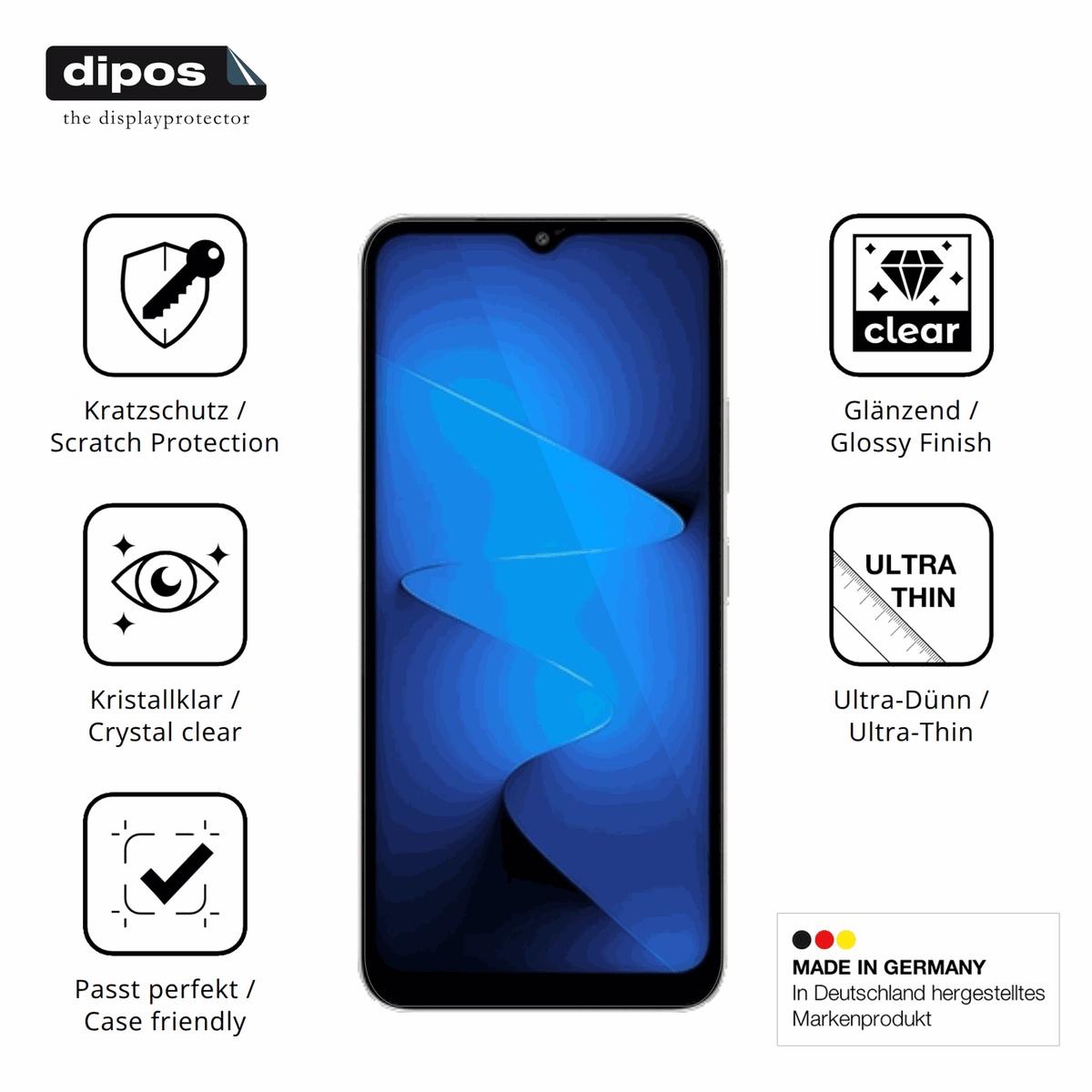 Displayschutz hergestellt in Deutschland, höchste Qualität made in Germany