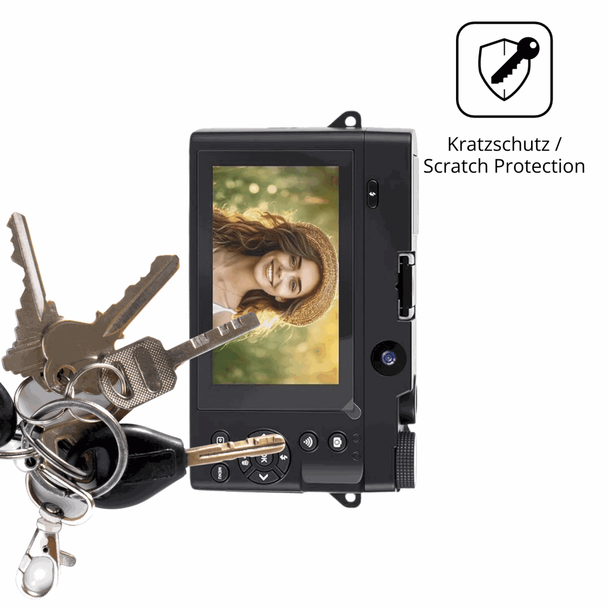 Schutz gegen Kratzer auf dem Gerbala 4K 75MP Glas durch Schlüssel oder Ähnliches