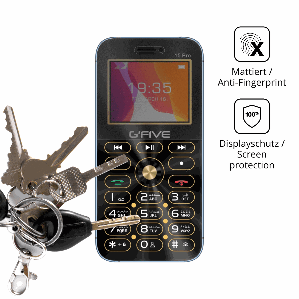 dipos Displayschutz für GFive 15 Pro, mattierte Oberfläche, Blickschutzfilter und perfekter Passform